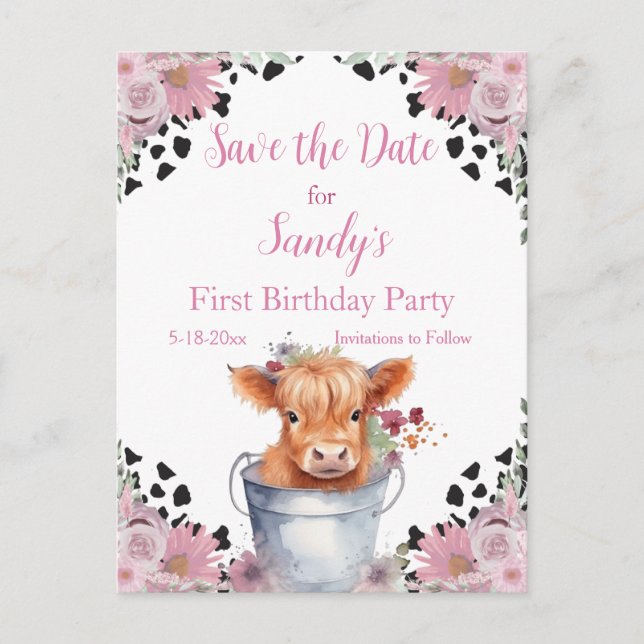 Heliga Kow första födelsedag, Spara datum Vykort (Framsida)
