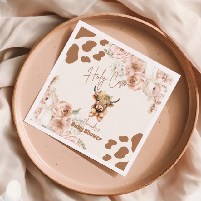 Heliga Kow Greenery Highland Cow Baby Shower Pappersservett (Skapare uppladdad)