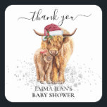 Heliga Kow Highland Calf Baby Shower jul Fyrkantigt Klistermärke<br><div class="desc">Den här designen kan vara personlig i det område som tillhandahålls genom att ändra fotot och/eller text. Du kan också anpassa den genom att klicka på Anpassa den här mallen och sedan välja klicka för att anpassa ytterligare alternativ och ta bort eller ändra färg i bakgrunden, lägga till text, ändra...</div>