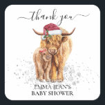 Heliga Kow Highland Calf Baby Shower jul Fyrkantigt Klistermärke<br><div class="desc">Den här designen kan vara personlig i det område som tillhandahålls genom att ändra fotot och/eller text. Du kan också anpassa den genom att klicka på Anpassa den här mallen och sedan välja klicka för att anpassa ytterligare alternativ och ta bort eller ändra färg i bakgrunden, lägga till text, ändra...</div>