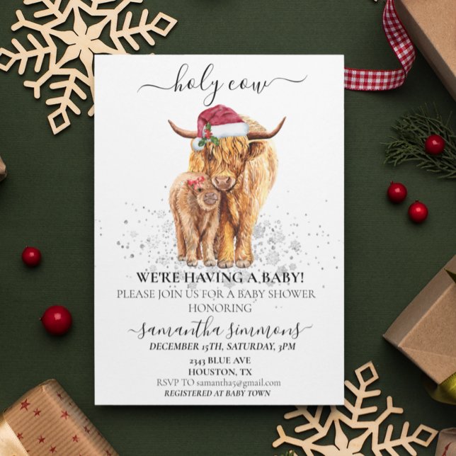 Heliga Kow Highland Calf Baby Shower jul Inbjudningar (Skapare uppladdad)
