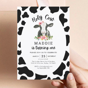 Heliga Kow jag är en Cow Girl 1:a födelsedagsinbju Inbjudningar