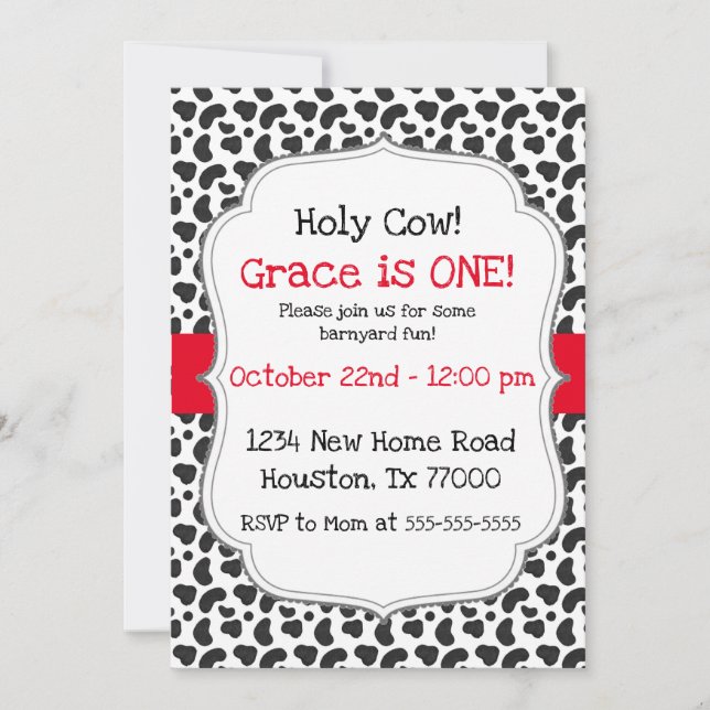 Heliga Kow jag är en första födelsedag Inbjudningar (Framsida)
