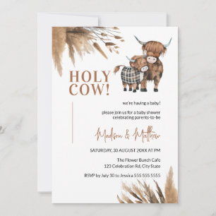 Heliga Kow Pampas Rustic Farm Baby Shower Inbjudningar