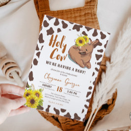 Heliga Kow Rustic Land Farm Animal Baby Shower Inbjudningar