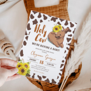 Heliga Kow Rustic Land Farm Animal Baby Shower Inbjudningar