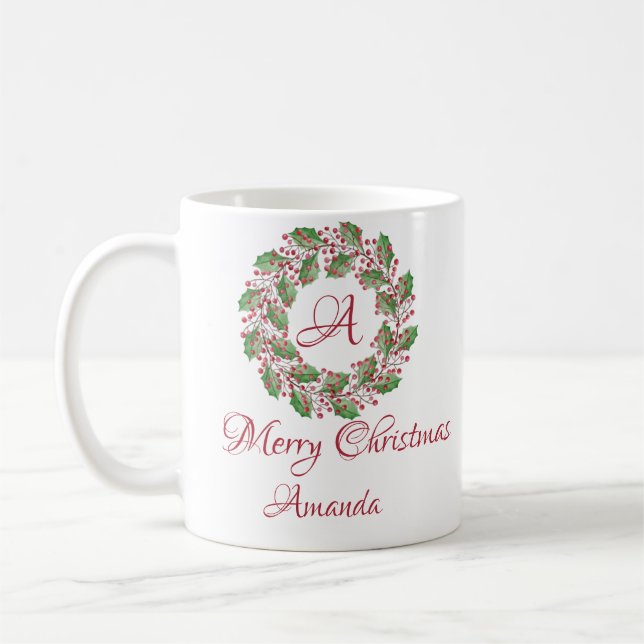 Heliga löv och christmas-kaffe mugg (Vänster)