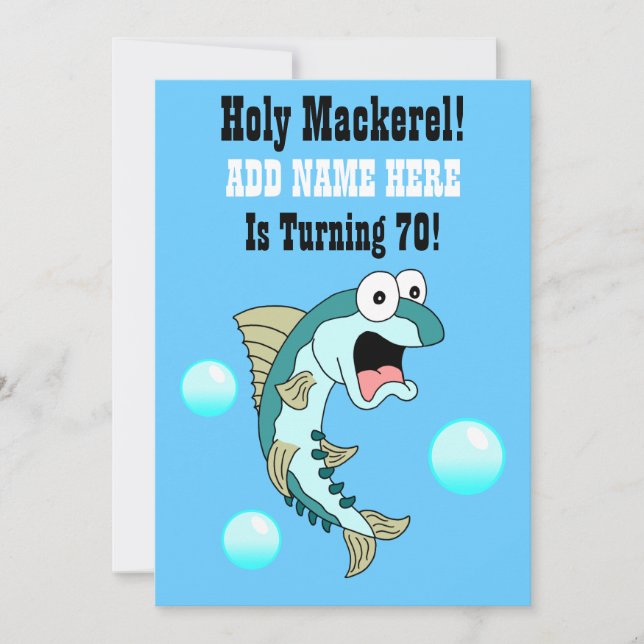 Heliga Mackerel, någon håller på att vända 70 unde Inbjudningar (Framsida)