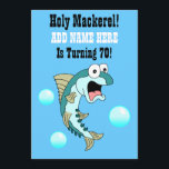 Heliga Mackerel, någon håller på att vända 70 unde Inbjudningar<br><div class="desc">Heliga Mackerel! Någon vrider 70 anpassningsbar inbjudan. Inbjudan har en rolig tecknad. Underbar för en fiskare eller någon som kärlek som fiskar som blir sjuttio! Lustigt,  70:e milstolpen födelsedagsfest inbjudan.</div>