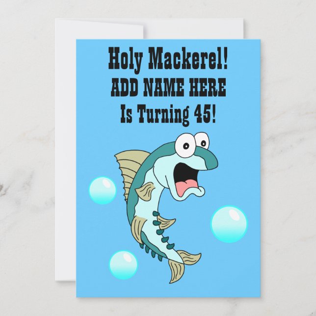 Heliga Mackerel, nån gör 45 flotta fisk Inbjudningar (Framsida)