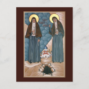 Heliga Martyrs Elizabeth och Barbara Prayer Card Vykort