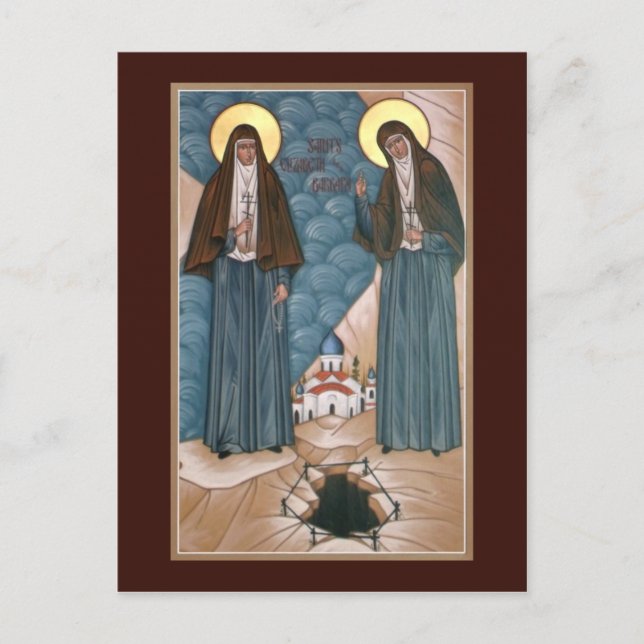 Heliga Martyrs Elizabeth och Barbara Prayer Card Vykort (Framsida)