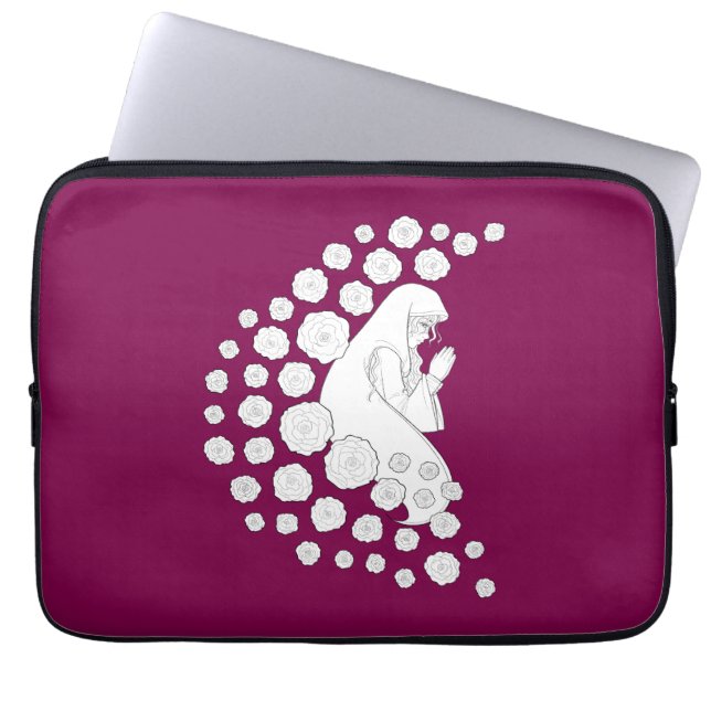 Heliga Mary med ro - svartvitt - Laptop Fodral (Framsidan)