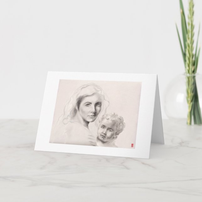 Heliga Mary och Kristus Child Helgkort (Framsida)