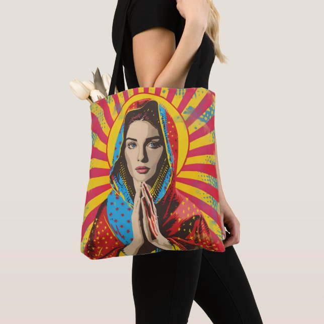 Heliga Mary Religion Pop Art Tygkasse (Närbild)