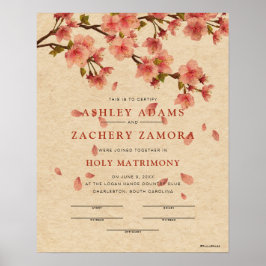 "Heliga Matrimony" certifikat för fallande Blommig Poster