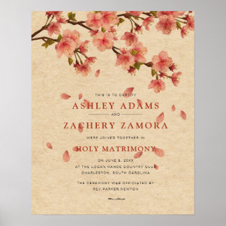 "Heliga Matrimony" certifikat för fallande Blommig Poster