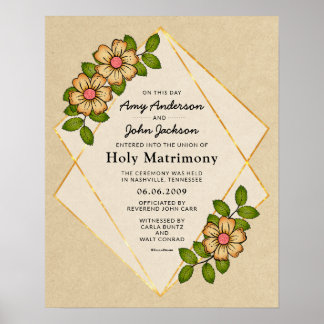 "Heliga Matrimony" Geometric Bröllop certifikat Poster
