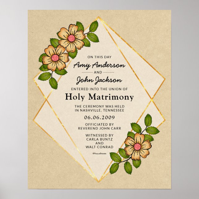 "Heliga Matrimony" Geometric Bröllop certifikat Poster (Framsidan)