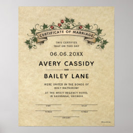 "Heliga Matrimony" Traditional Bröllop-certifikat Poster