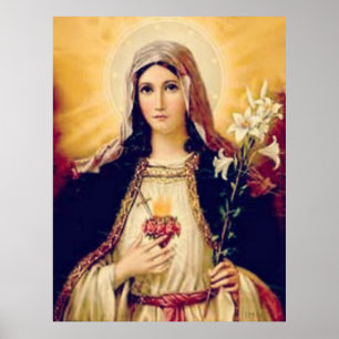Heliga Mor Mary Imaculate Hjärtat Poster
