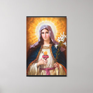 Heliga mor Mary Immaculate Heart,katolsk tro Canvastryck
