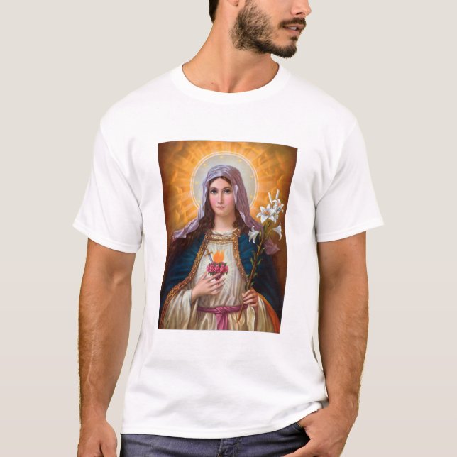 Heliga mor Mary Immaculate Heart,katolsk tro T Shirt (Framsida)