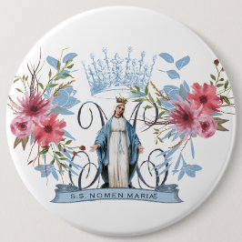 Heliga Namn i Mary Religiösa Virgin Mor Blommigt Knapp