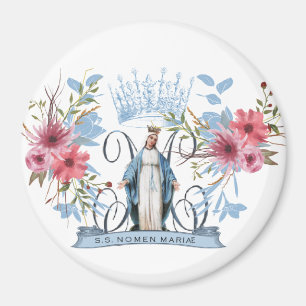Heliga Namn i Mary Religiösa Virgin Mor Blommigt Magnet