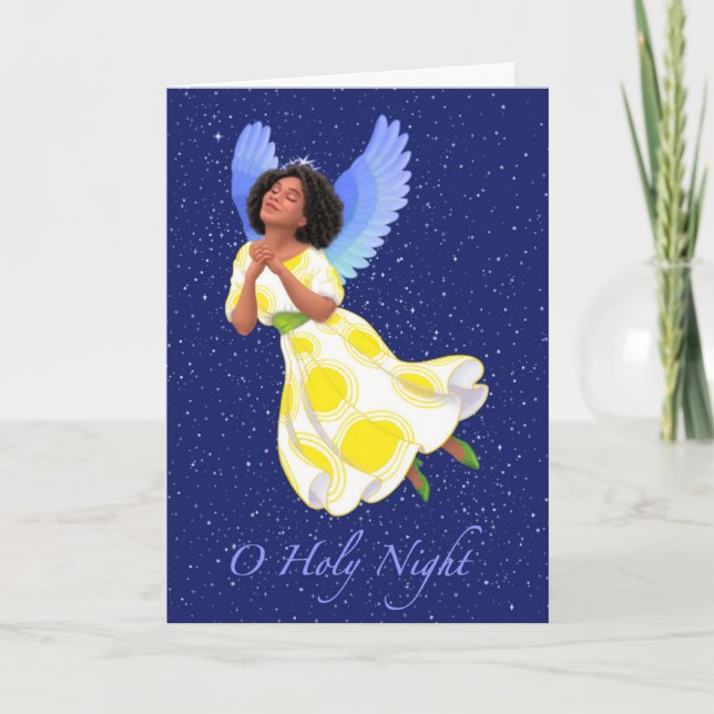 "Heliga Night Angel." Kort för hälsning (Framsida)