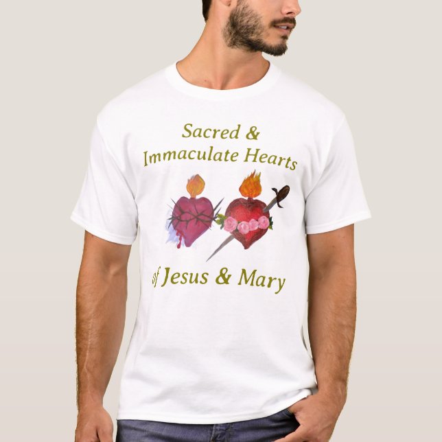 Heliga och obefläckade hjärtan t shirt (Framsida)