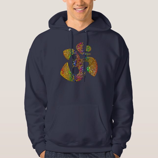 Heliga OM - färgaden för Ornament guld Sweatshirt Med Luva (Framsida)