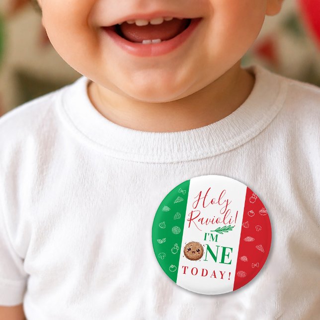 Heliga Ravioli jag fyller 1 Idag Köttbulle Födelse Knapp (Holy Ravioli I'm 1 Today Meatball Birthday Party Button)