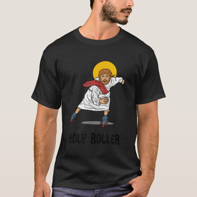 Heliga Roller Jesus Roller Skates Skates Skating T Shirt (Framsida)