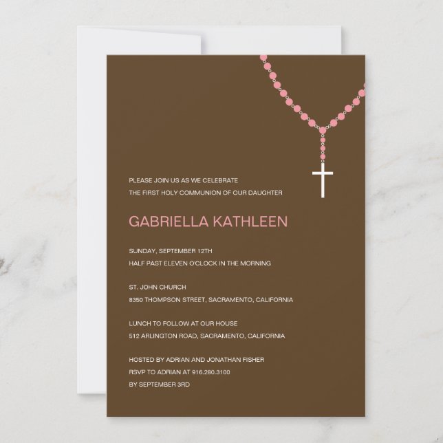 Heliga Rosary Baptism / First Communion Inbjudan (Framsida)