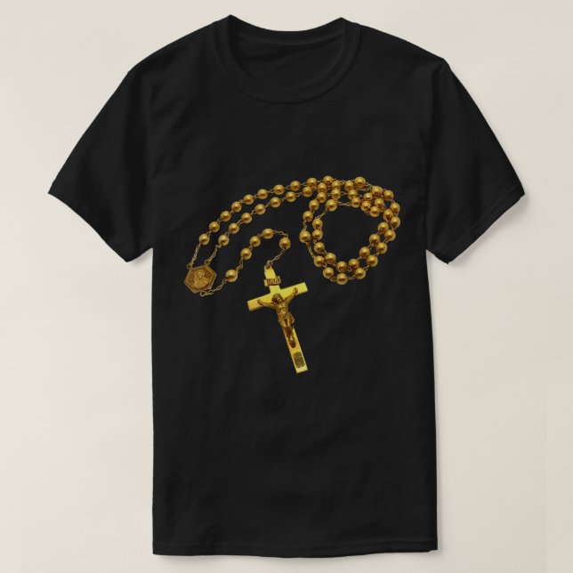 Heliga Rosary Pärlor Catholik Religion Faith Mamma T Shirt (Design framsida)