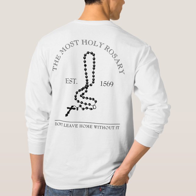 Heliga Rosary Pärlor Catholique Kor T-Shirt (Baksida)