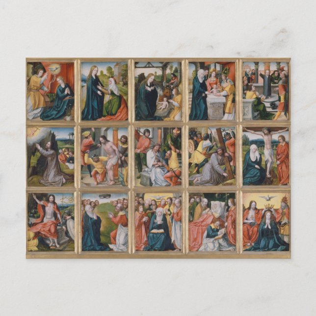 Heliga Rosary Religiösa Art 15 Mysteries Vykort (Framsida)