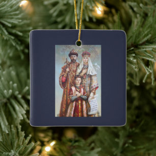 Heliga Royal Martyrs Nicholas II Orthodox Saints Julgransprydnad Keramik