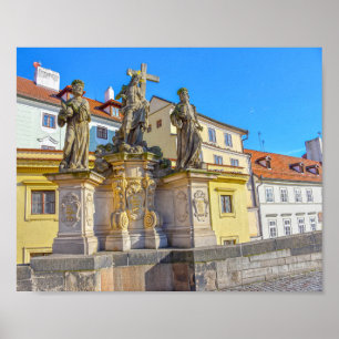 Heliga Savior Statue, Charles Bridge, Prag Poster