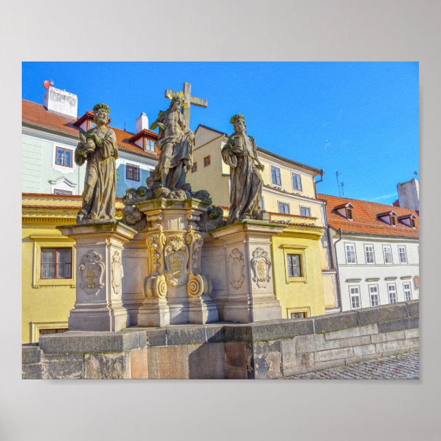 Heliga Savior Statue, Charles Bridge, Prag Poster (Framsidan)