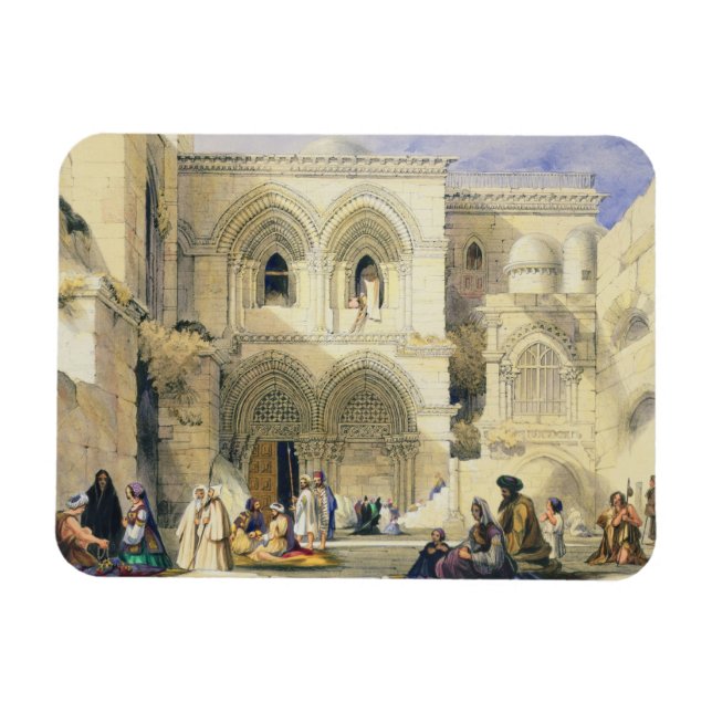 Heliga Sepulcher, i Jerusalem (färg litho) Magnet (Horisontell)