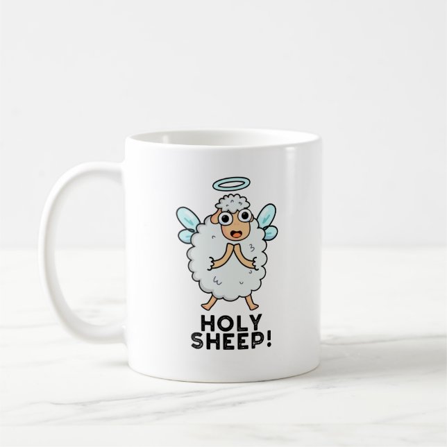 Heliga Sheep Funny Animal Pun Kaffemugg (Vänster)