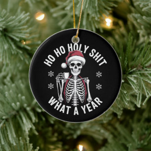 Heliga Shirt What A Year jul Humor Skeleton Julgransprydnad Keramik