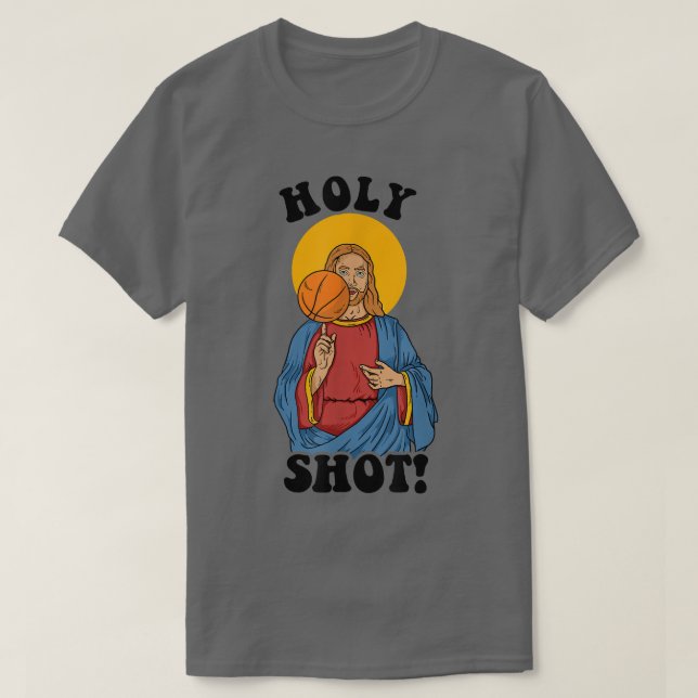 Heliga Shot Jesus Basketball Funny T Shirt (Design framsida)