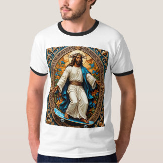 Heliga Skateboard Jesus Ornate Icon Stil Tee