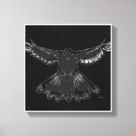 Heliga Spirit Dove Design Tecknad Stil 1 Black Canvastryck