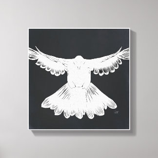 Heliga Spirit Dove Design Tecknad Stil No. 2 Black Canvastryck