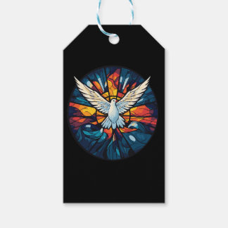 Heliga Spirit Dove, glasaktigt stil Presentetikett