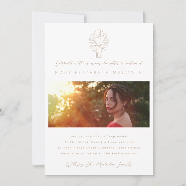 Heliga Spirit Dove Kor fotobekräftelse Inbjudningar (Framsida)